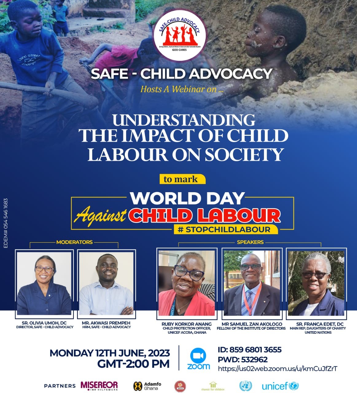 “Pôr fim à exploração de crianças": Um webinar com participantes de Gana sobre o impacto do trabalho infantil na sociedade e estratégias para o futuro