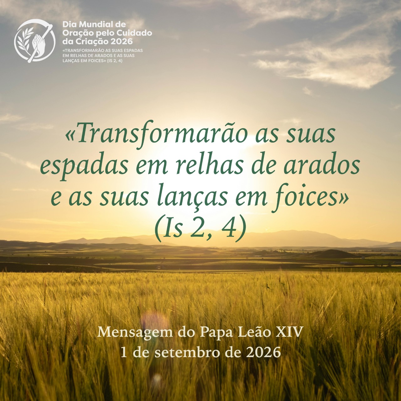Publicação do tema da mensagem do Papa Leão XIV para o Dia Mundial do Cuidado da Criação 2026