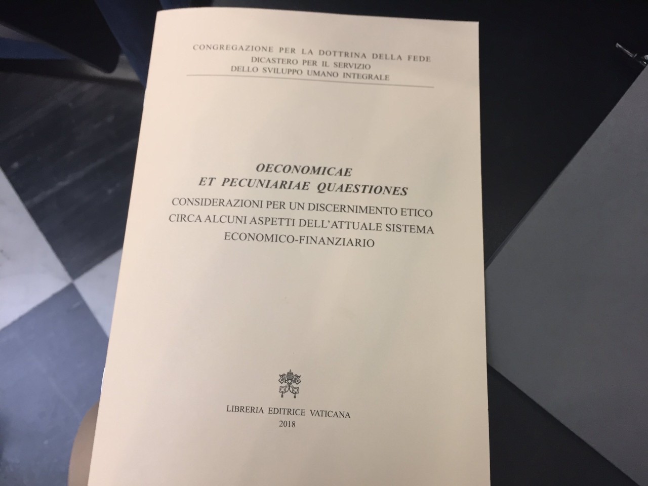 Presentato il nuovo documento sull'Etica finanziaria